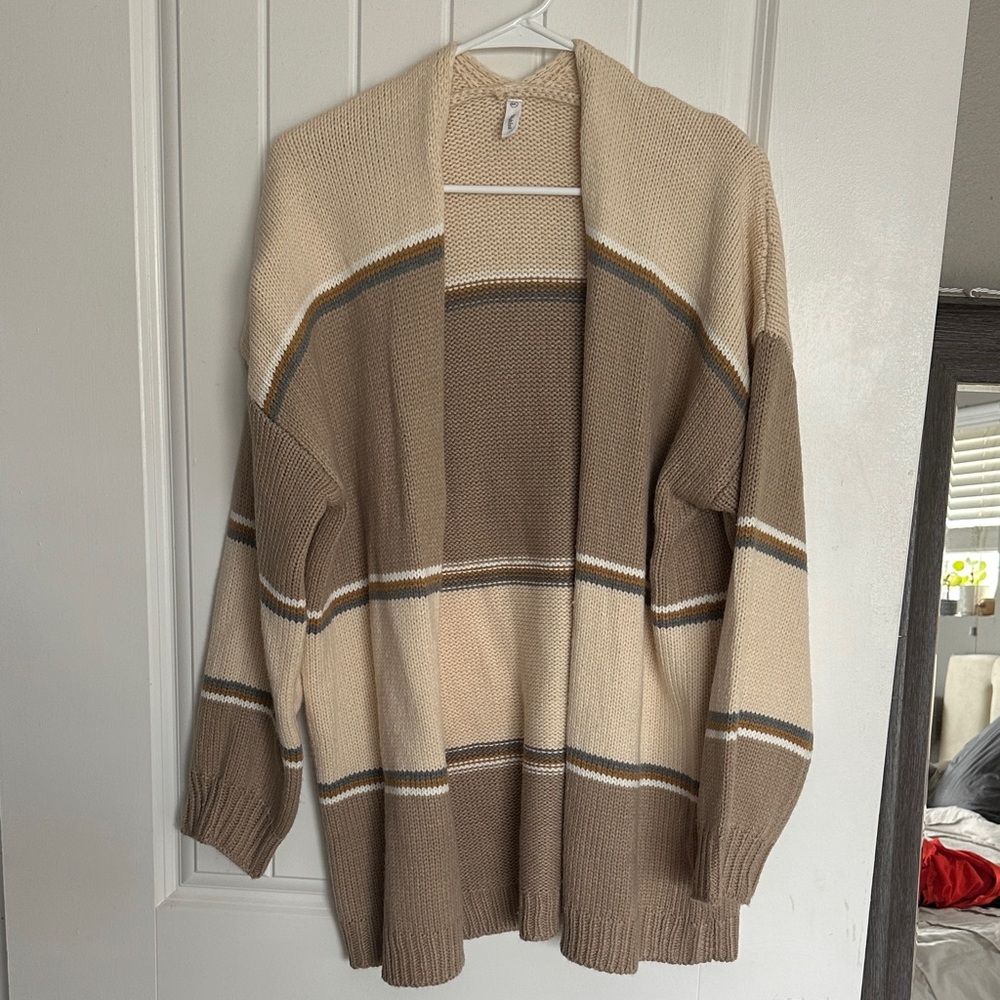Wishlist Beige and Brown Striped Cardigan